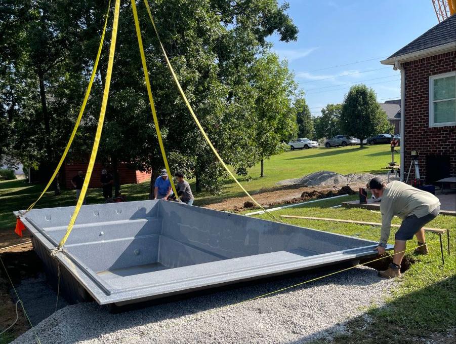 fiberglass pool placement leveling process