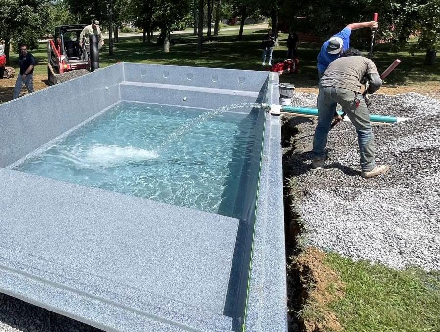 pool filling and compacting process