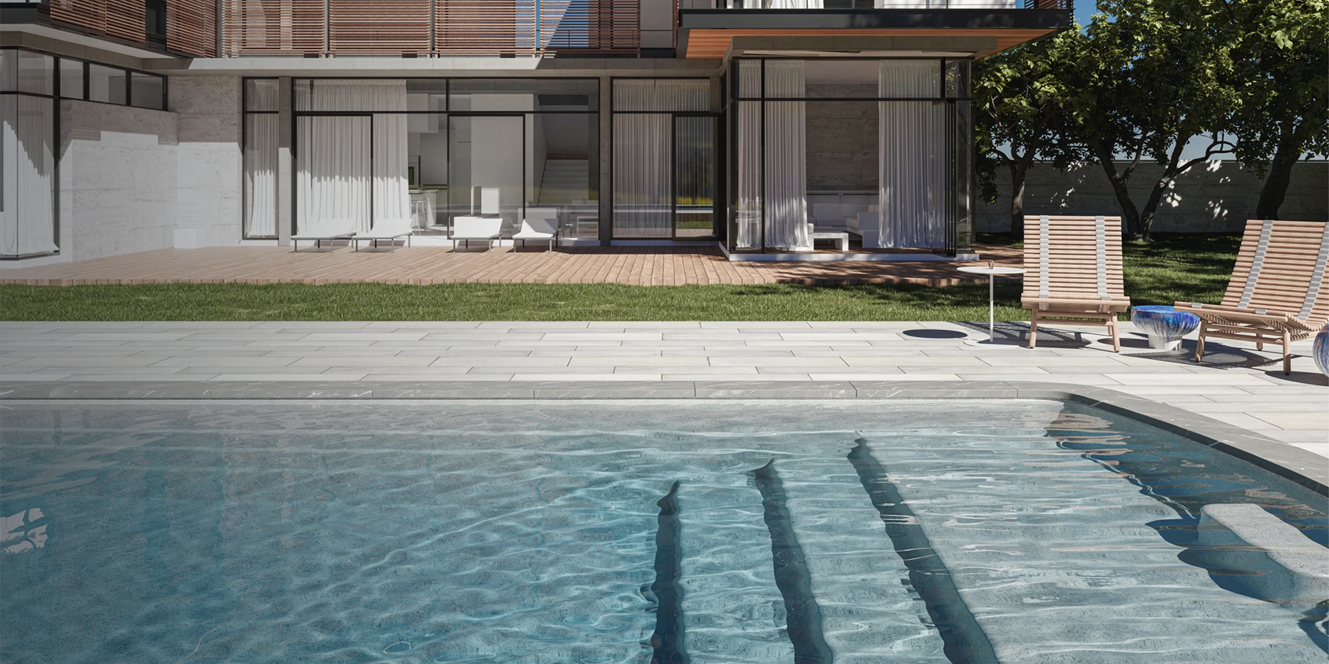 Modern Fiberglass Pool Backyard Fiber