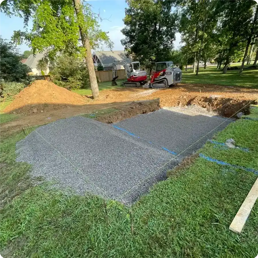 Excavation and base preparation for pool installation