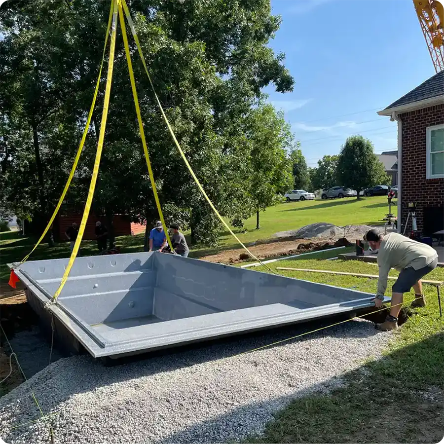 Positioning the Granita™ Fiber pool on the prepared base