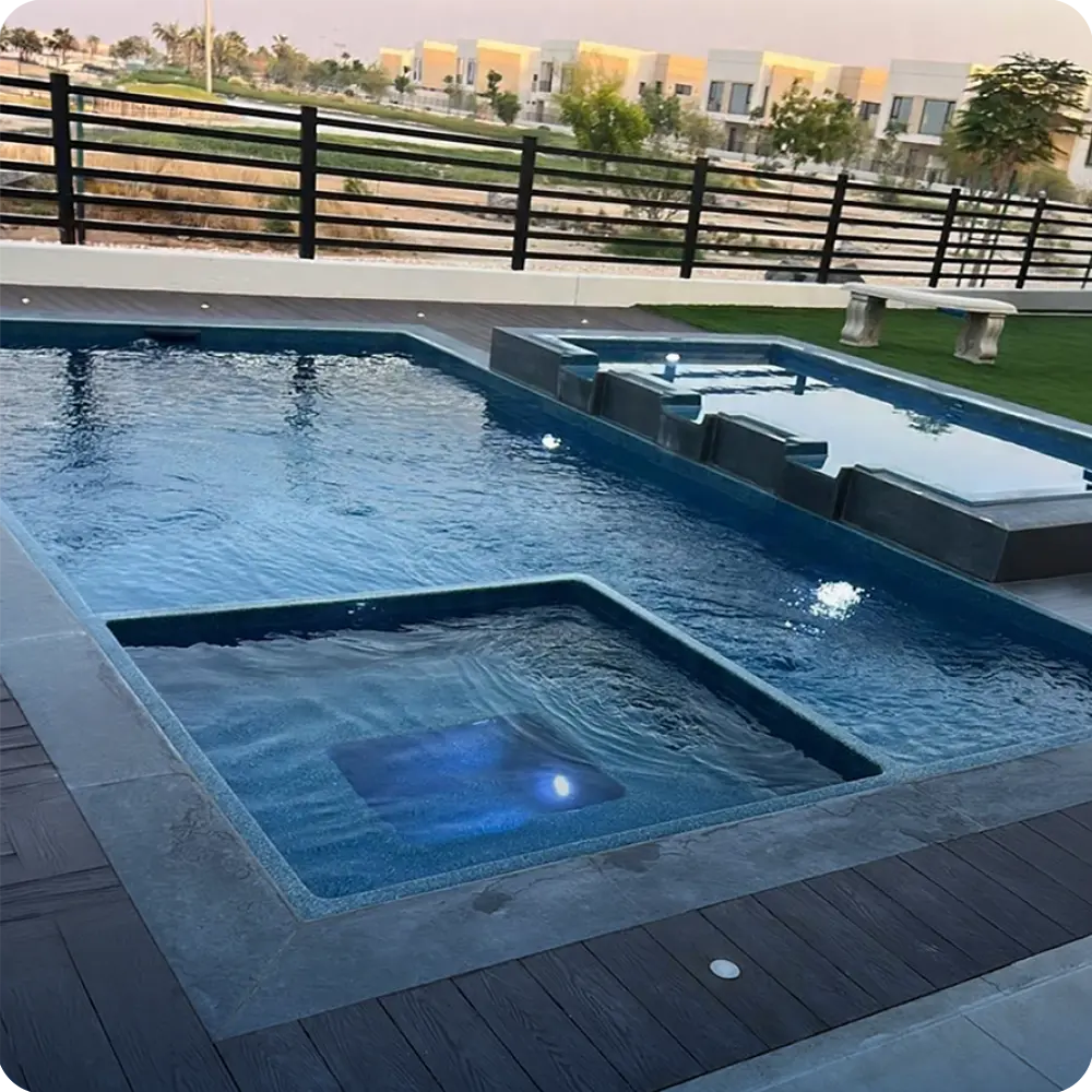 Fiber pool installed in Dubai — extreme heat